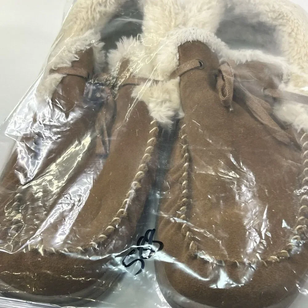 Orthofeet Men's Orthopedic Brown Leather Faux Fur Tuscany Slippers Size 11 M - Picture 7 of 7